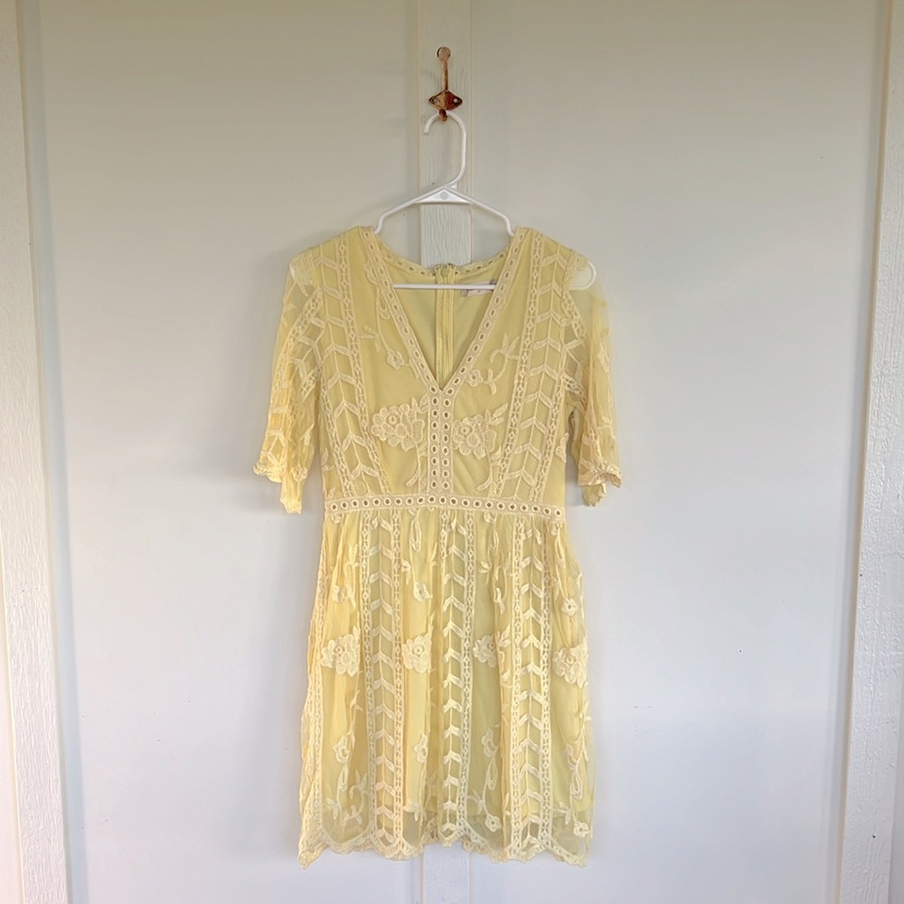Altar’d State yellow floral lace dress